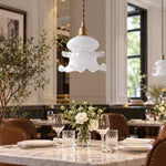 Cargar imagen en el visor de la Galería, Vintage White Ruffled Glass Pendant Lamp