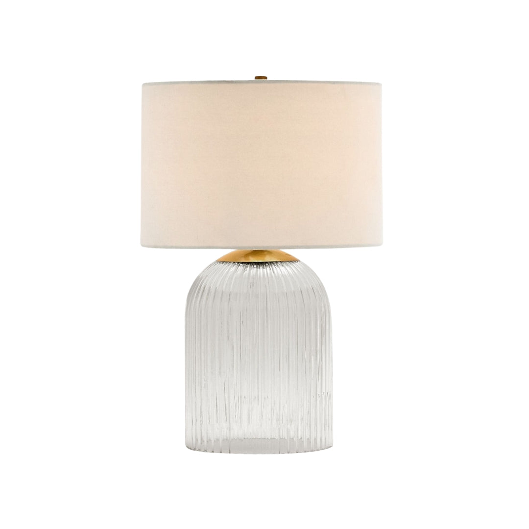Lámpara de mesa Bravira de vidrio acanalado - Iluminación moderna con pantalla de lino