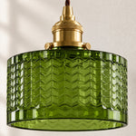 Charger l'image dans la visionneuse de galerie, Chevron Green Glass Plug-In Swag Pendant