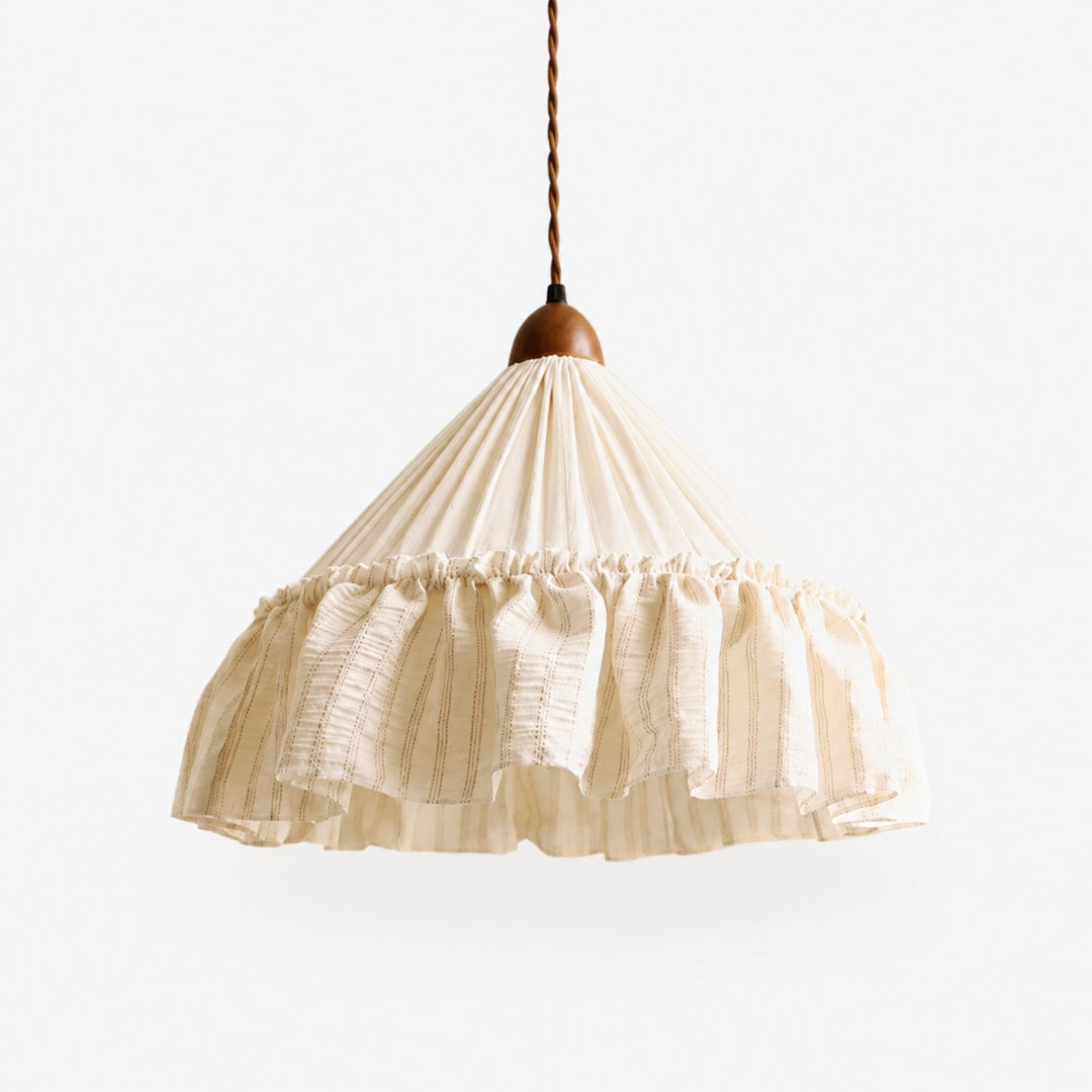 French Country Ruffled Fabric Pendant Light