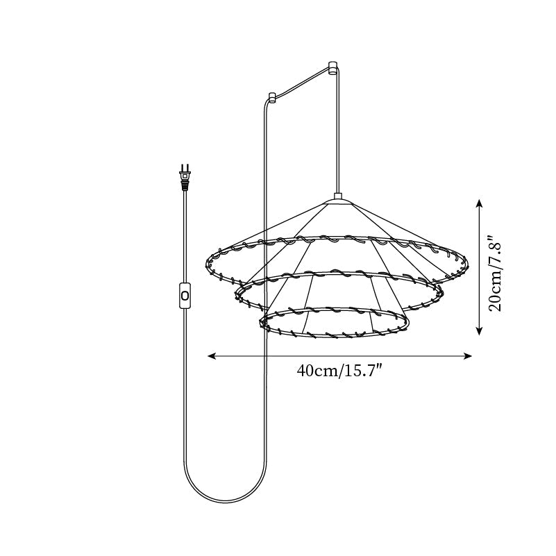White Fabric And Metal Plug-In Pendant