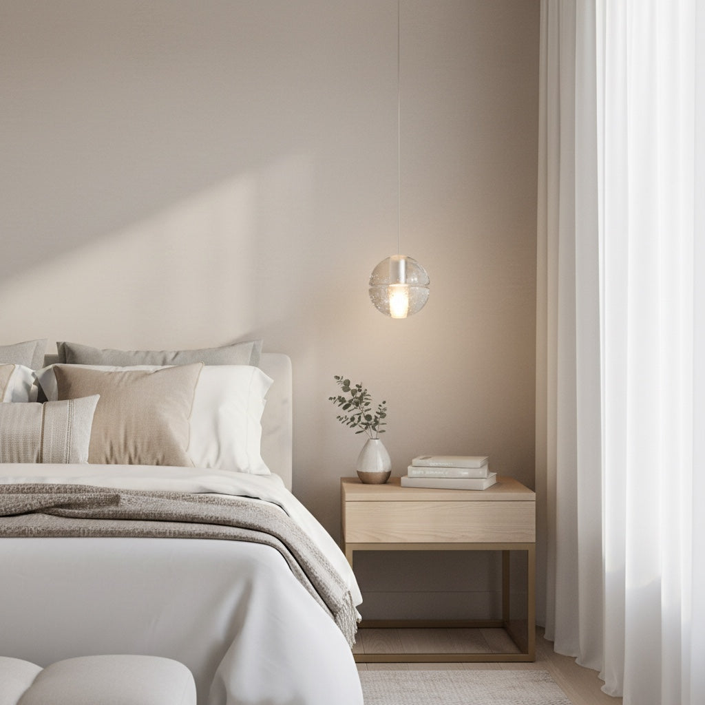 Suspension sphérique décorative en cristal Lorivo, effet étoilé pour espaces de détente