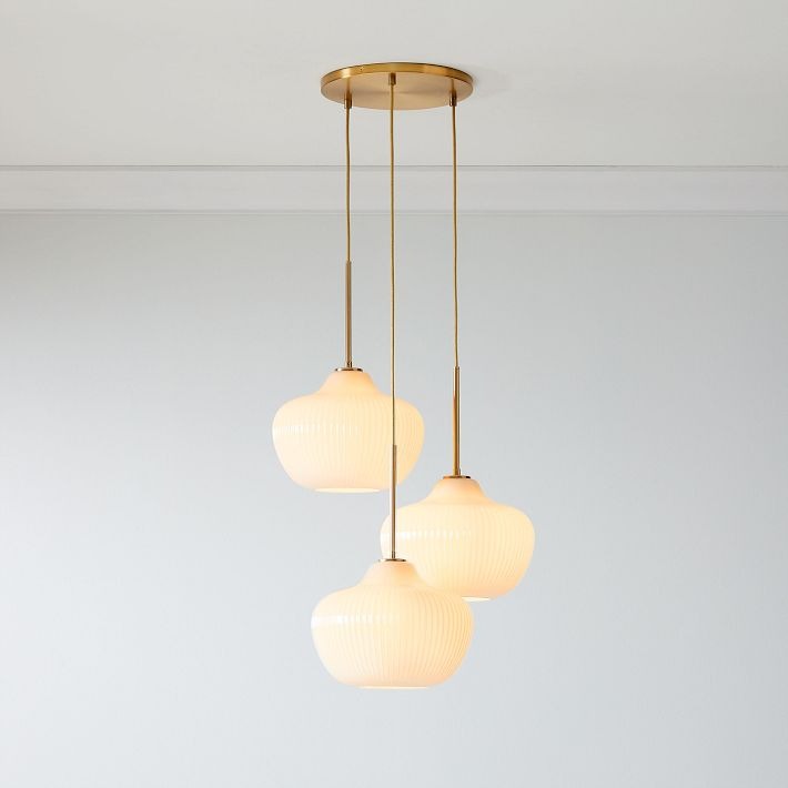 Rivrona Ribbed Glass 3-Light Chandelier - Sculptural Modern Lighting for Home