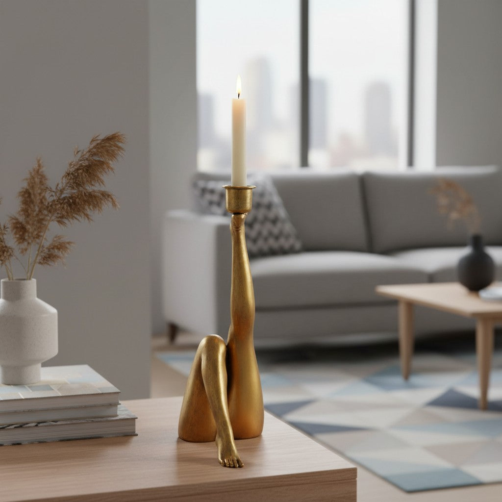 Kickra Modern Designer Candle Holder with Gold Leg-Inspired Base U22