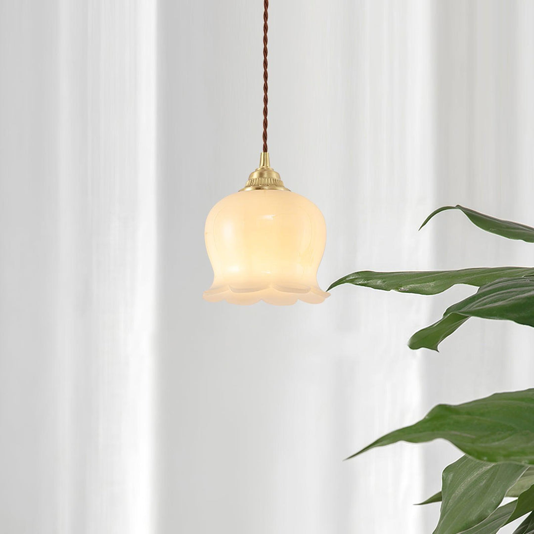 Brass Resin Petal Plug-In Pendant