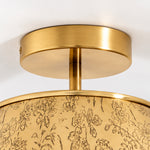 Charger l'image dans la visionneuse de galerie, Cone Shade Floral Etching Antique Brass Flush Mount