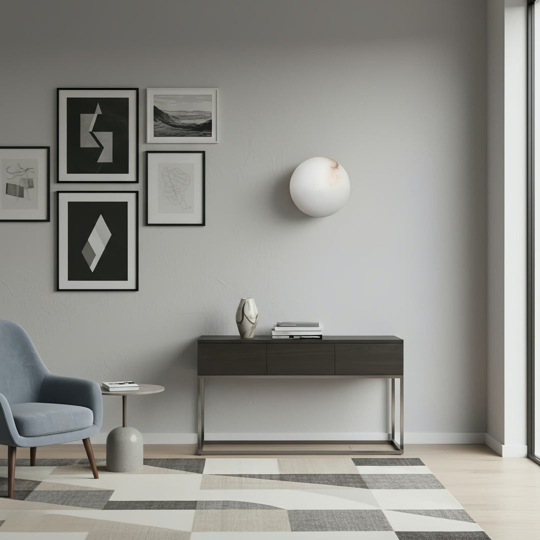 Applique Murale Globe en Pierre Naturelle Élégante OrbisMuse - Lumière Minimaliste pour Couloirs