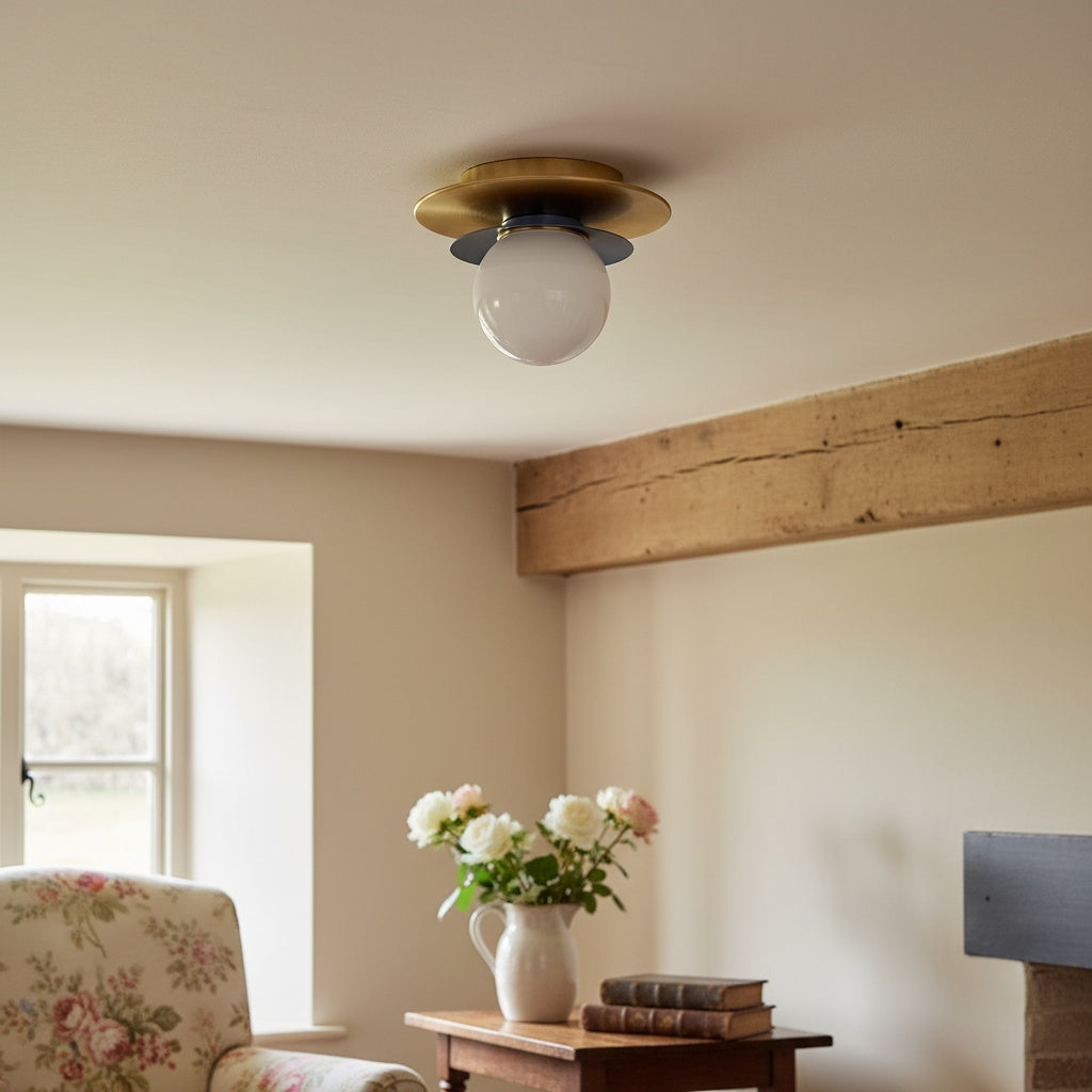 Artivo Modern Layered Globe Ceiling Light with Brass Finish for Living Room, Bedroom and Bathroom