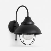 Complete vintage black seeded-glass wall lamp