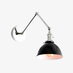 Cargar imagen en el visor de la Galería, Conique Metal Vintage Industrial Swing Arm Wall Lamp - Adjustable Dome Shade for Study
