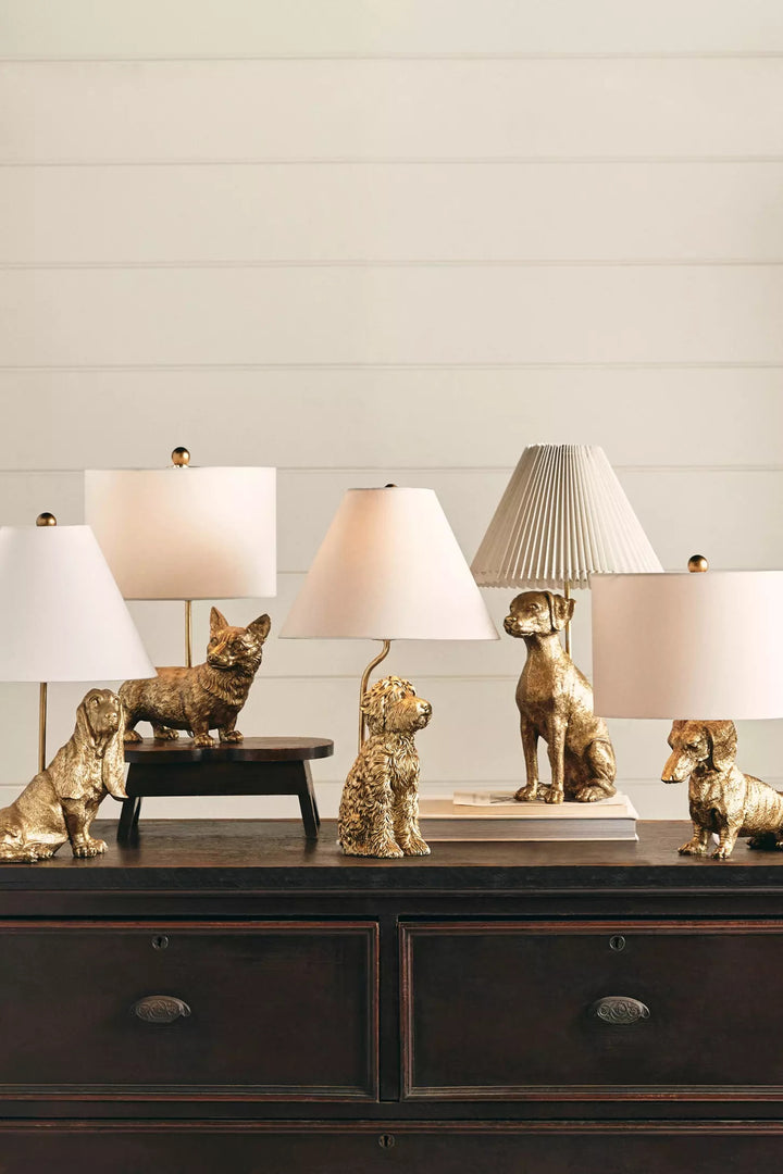 Lámpara de mesa única Pawdia: lámpara decorativa de cerámica con forma de animal