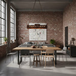 Load image into Gallery viewer, Industrax Steampunk  Linear Chandelier - Vintage Metal Frame Lighting for Dining or Living Room