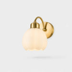 Load image into Gallery viewer, Solid brass milk glass flower wall lamp without pull chain