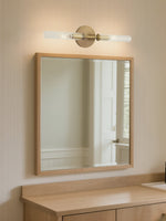 Cargar imagen en el visor de la Galería, Aplique de vidrio acanalado: aplique de pared doble para iluminación de tocador de baño
