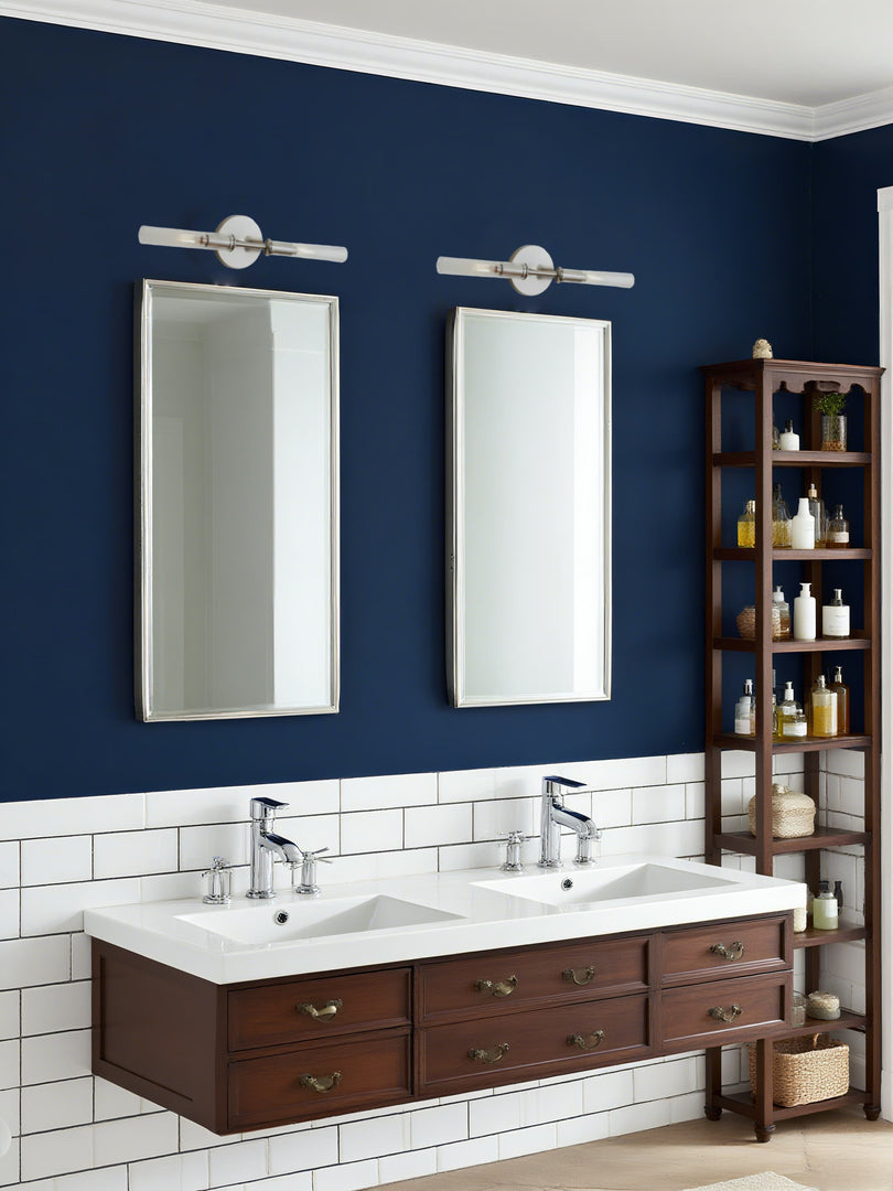 Aplique de vidrio acanalado: aplique de pared doble para iluminación de tocador de baño