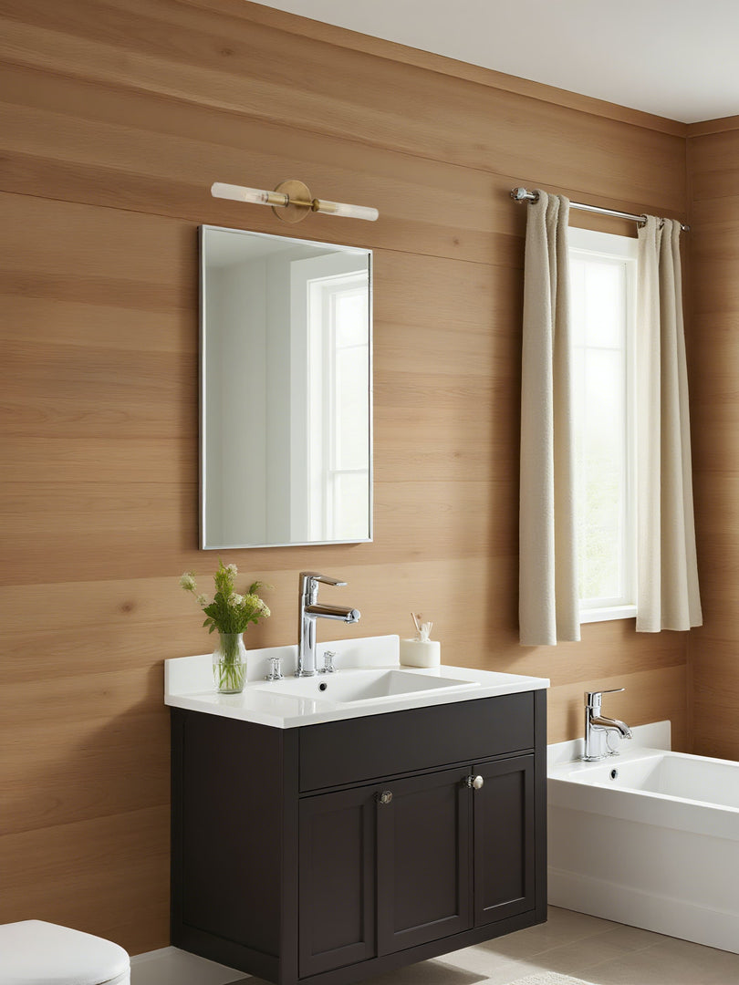 Aplique de vidrio acanalado: aplique de pared doble para iluminación de tocador de baño