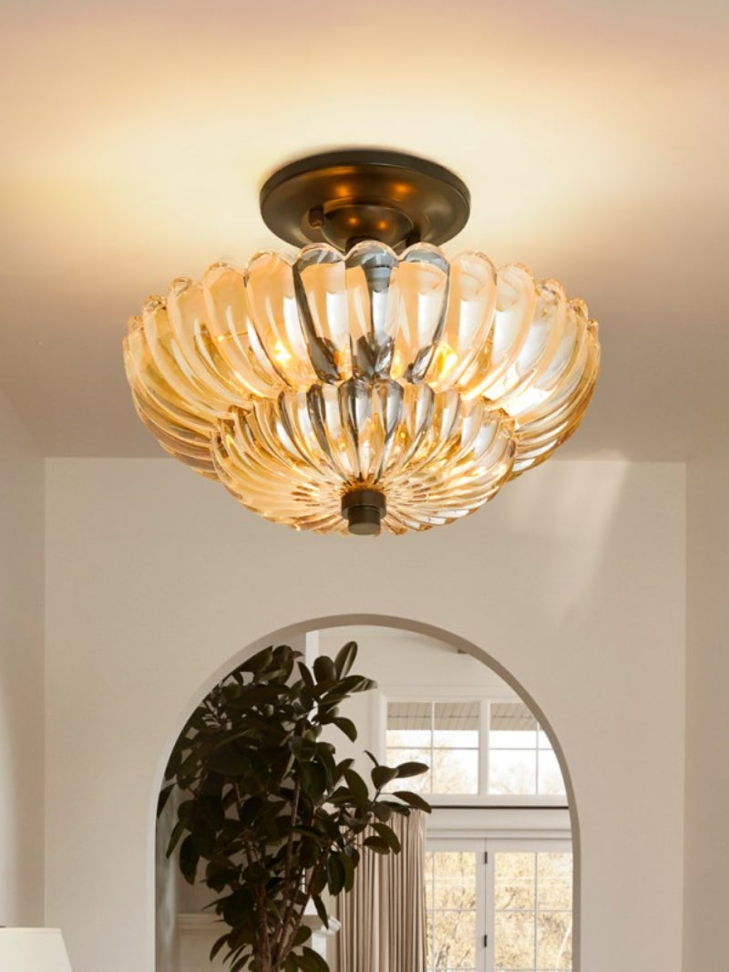 Vintage Glass Double Layer Floral Ceiling Lamp