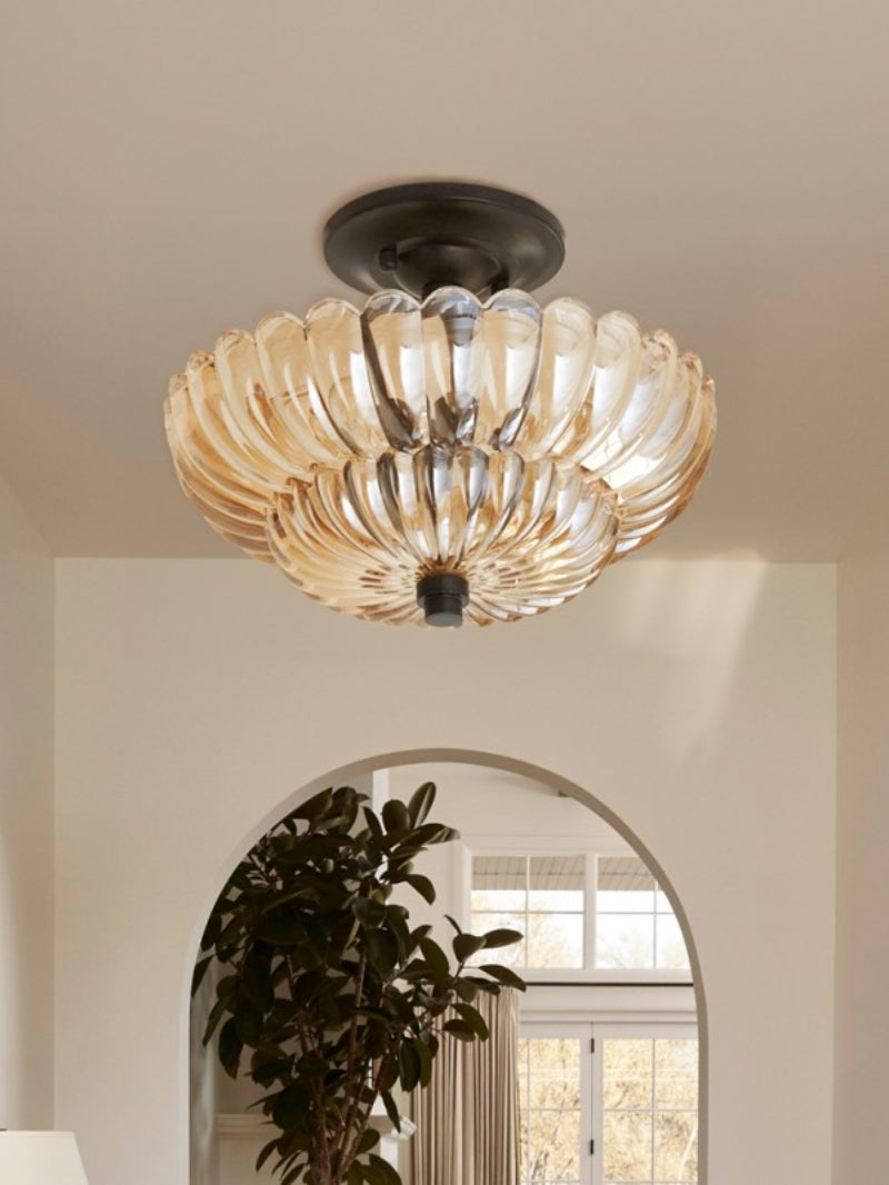 Vintage Glass Double Layer Floral Ceiling Lamp
