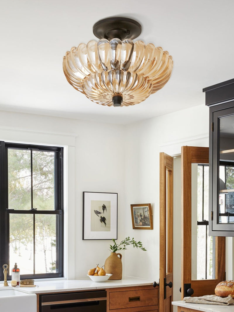 Vintage Glass Double Layer Floral Ceiling Lamp
