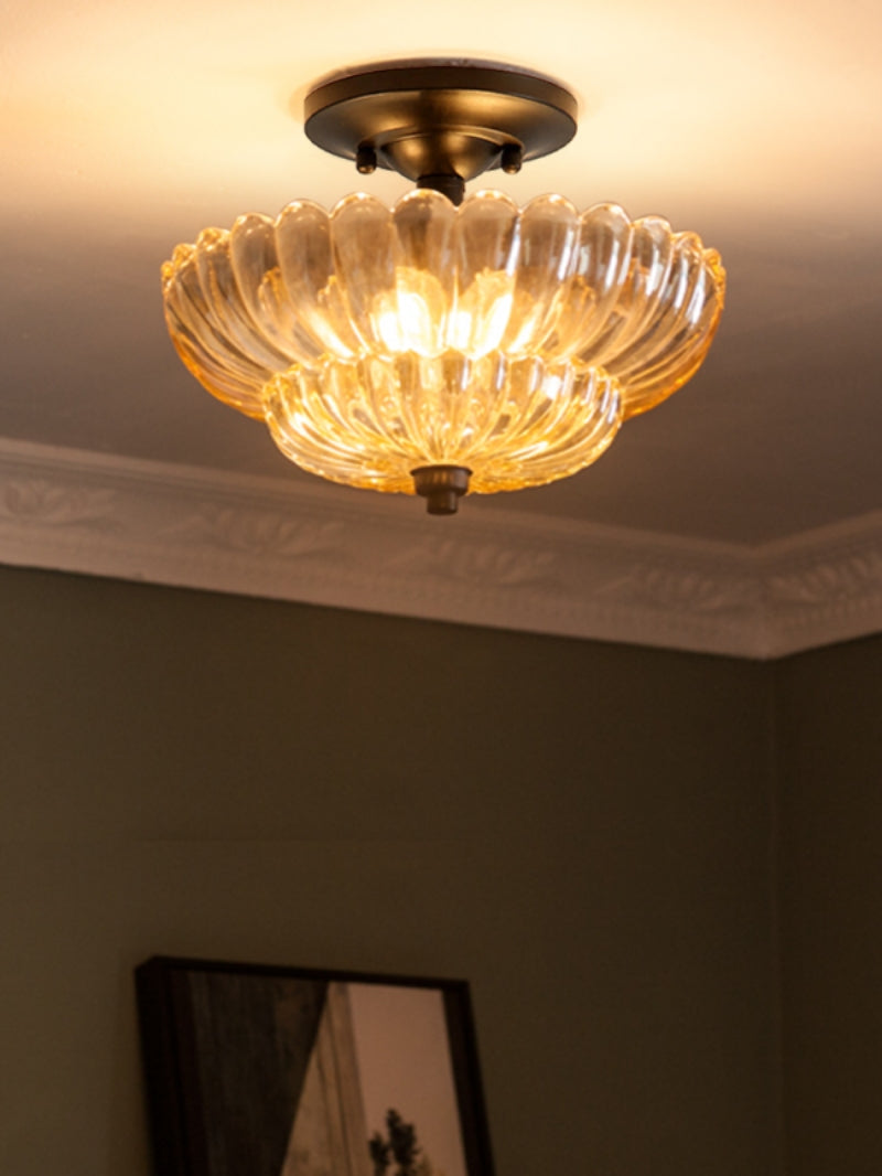 Vintage Glass Double Layer Floral Ceiling Lamp