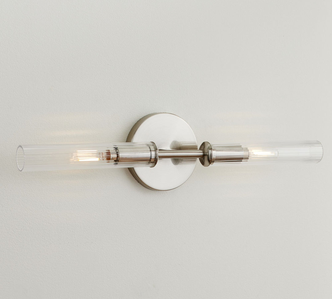 Aplique de pared de tubo de vidrio Bravira - Iluminación clásica de tubo de latón acanalado