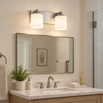 Charger l'image dans la visionneuse de galerie, Modern Metal Vanity Light with Glass Shades for Bathrooms