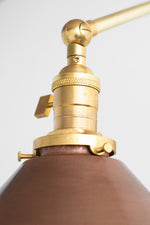 Charger l&#39;image dans la visionneuse de galerie, Conique Metal Industrial Wall Sconce with Adjustable Arm - Vintage Copper Cone Shade for Task Lighting
