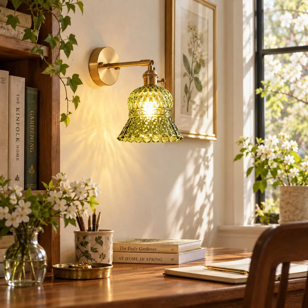 Vintage Brass Pineapple Glass Wall Lamp