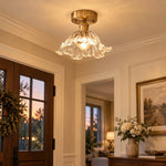 Load image into Gallery viewer, Vintage Snowflake and Striped Glass Ceiling Light