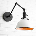 Cargar imagen en el visor de la Galería, Conique Metal Vintage Industrial Swing Arm Wall Lamp - Adjustable Dome Shade for Study
