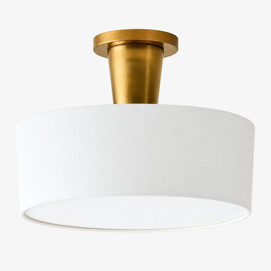 Modern Brass Fabric Flush Mount Ceiling Light