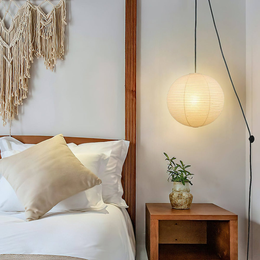 White Paper Lantern Plug-In Pendant