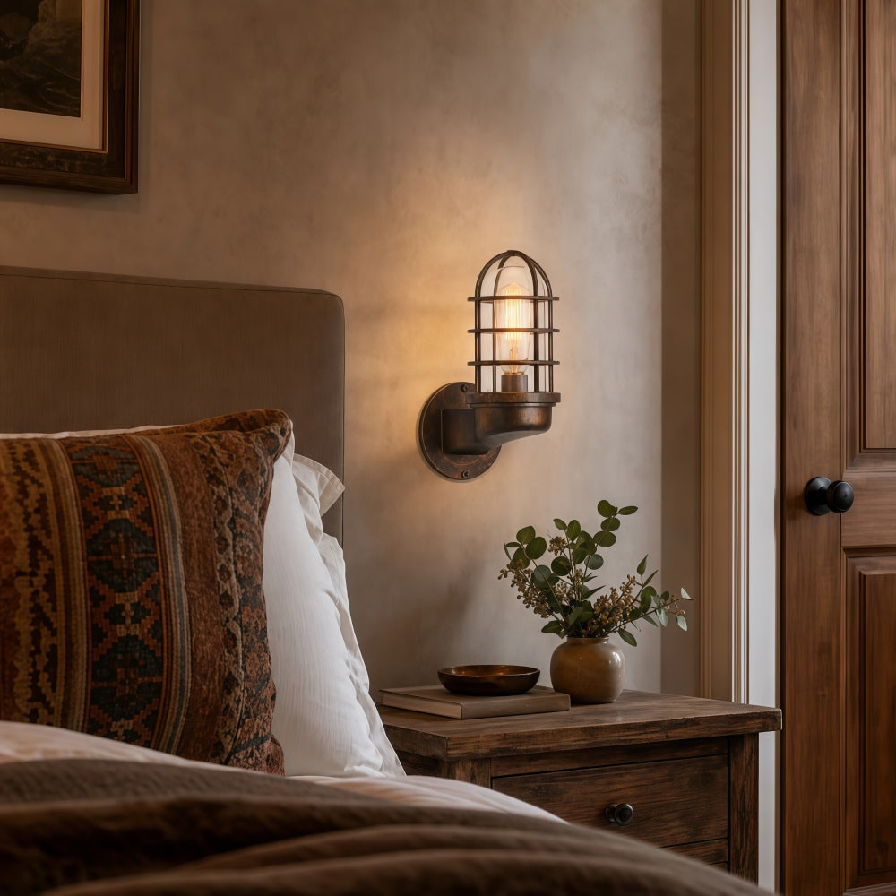 Patnox Clear Glass Industrial Wall Sconce
