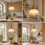 Bild in Gallery-Viewer laden, Vintage Fluted Glass Pendant with one to three lights and coloured glass - New2609-1024448 interior scene