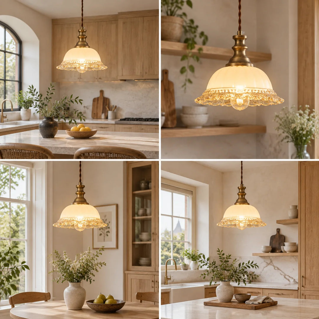 Vintage Fluted Glass Pendant with one to three lights and coloured glass - New2609-1024448 interior scene