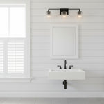 Bild in Gallery-Viewer laden, Lirra Dreifach-Glasschirm Schminklicht Schlankes Metall-Design – Badezimmer-Ankleidebeleuchtung