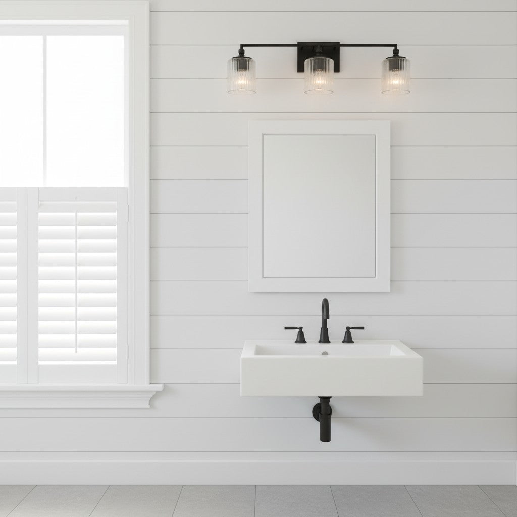 Lirra Dreifach-Glasschirm Schminklicht Schlankes Metall-Design – Badezimmer-Ankleidebeleuchtung