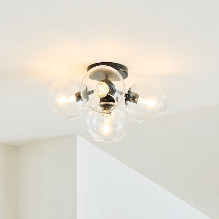 Glass Globe Flush Mount Light - Elegant Modern 5 Globe Ceiling Light
