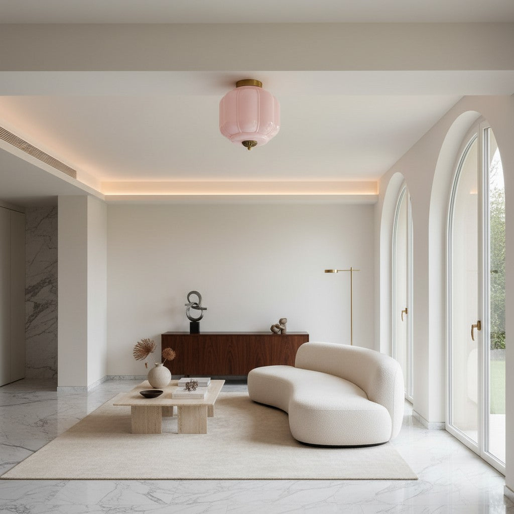 Eloise Flush Mount Milk Glass Ceiling Light – Modern Accent Lighting with Artistic Glass Shade