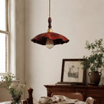 Load image into Gallery viewer, brown cowhide pendant light in a wabi sabi room setting