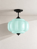 Load image into Gallery viewer, Eloise Scallop Vintage Milk Glass Semi Flush Mount Pendant Light