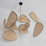 Cargar imagen en el visor de la Galería, Lámpara colgante de ratán tejido moderno Rivana – Lámpara colgante de metal y bambú para cocinas y salones N41