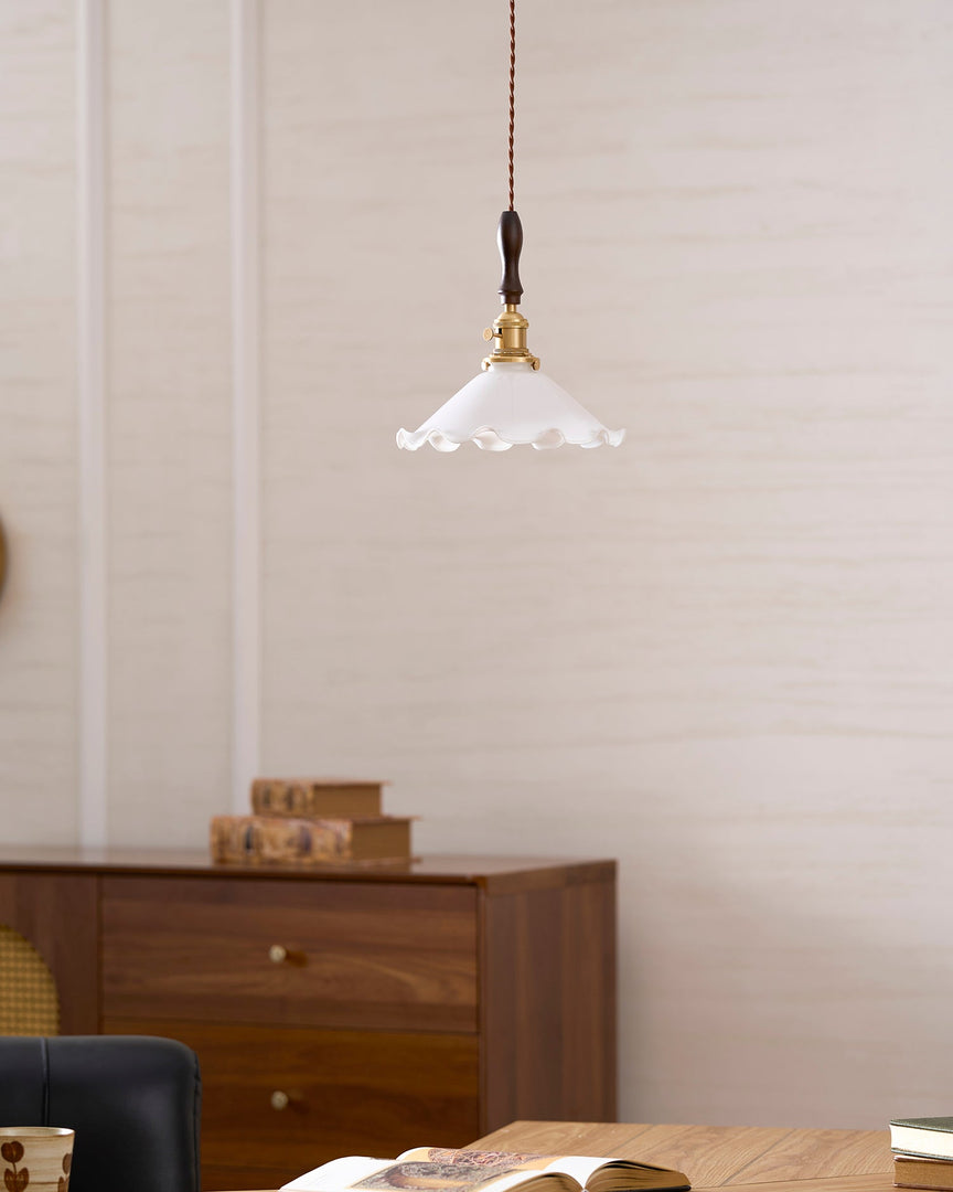 White Sculptural Glass Plug-In Pendant