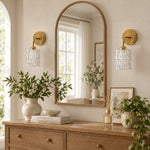 Cargar imagen en el visor de la Galería, Gold Plate Textured Glass Short Arm Wall Sconce