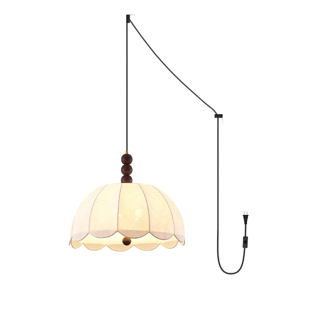 Scalloped Floral Fabric Wood Swag Pendant