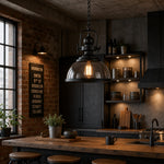 Load image into Gallery viewer, Ivoran Industrial Metal Smoky Glass Pendant Lamp — Suitable for Kitchen Island
