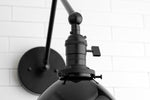 Cargar imagen en el visor de la Galería, Conique Metal Vintage Industrial Swing Arm Wall Lamp - Adjustable Dome Shade for Study

