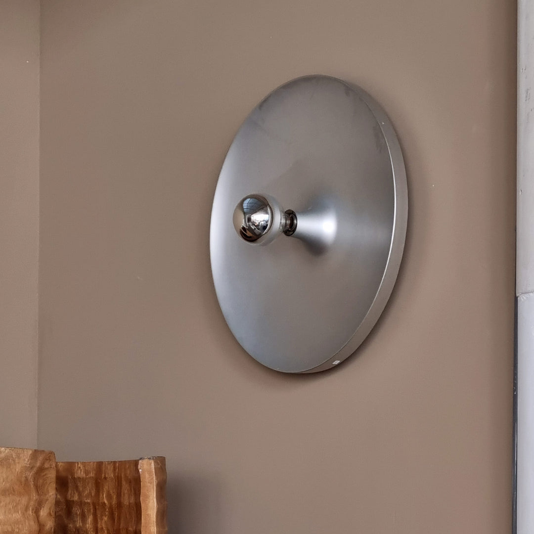 Plafonnier contemporain Space Age Disc, finition chromée