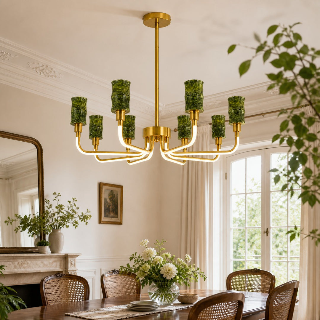 Green Jade Candle-Arm Chandelier