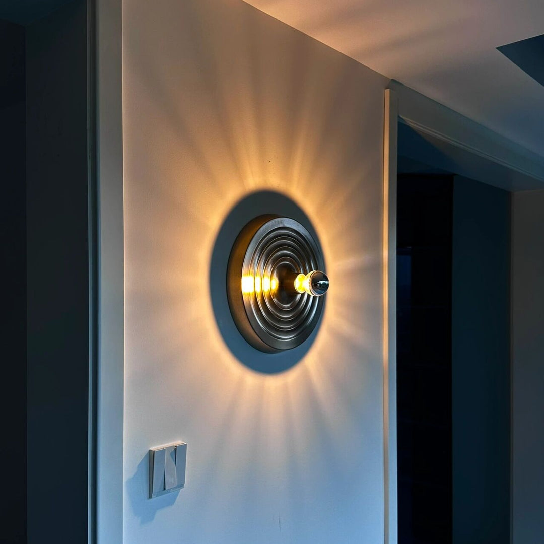 Plafonnier contemporain Space Age Disc, finition chromée